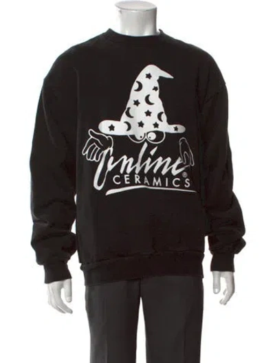 Pre-owned Online Ceramics Graphic Print Crew Neck Sweatshirt In Black