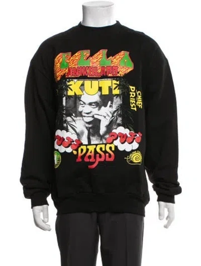 Pre-owned Online Ceramics Graphic Print Crew Neck Sweatshirt In Black