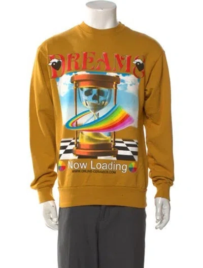 Pre-owned Online Ceramics Graphic Print Crew Neck Sweatshirt In Yellow
