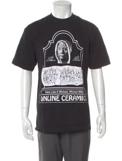 Pre-owned Online Ceramics Graphic Print Crew Neck T-shirt In Black
