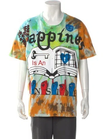 Pre-owned Online Ceramics Graphic Print Crew Neck T-shirt In Green