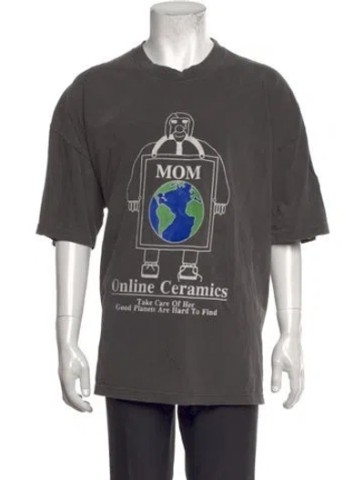 Pre-owned Online Ceramics Graphic Print Crew Neck T-shirt In Grey