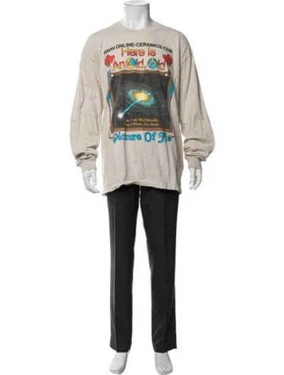 Pre-owned Online Ceramics Graphic Print Crew Neck T-shirt In Neutrals