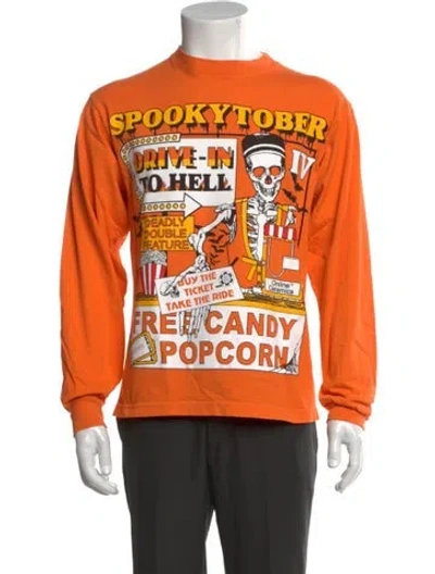 Pre-owned Online Ceramics Graphic Print Crew Neck T-shirt In Orange