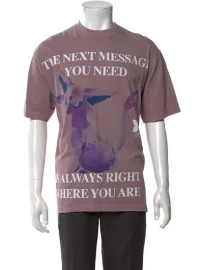 Pre-owned Online Ceramics Graphic Print Crew Neck T-shirt In Purple