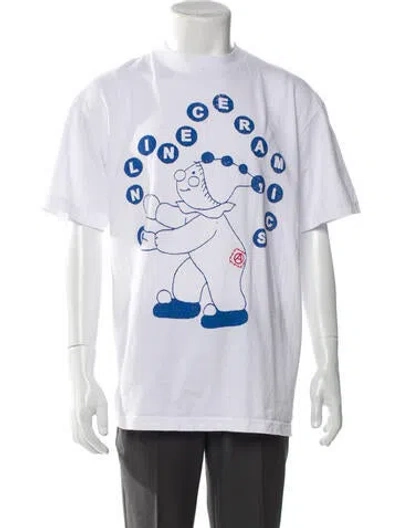 Pre-owned Online Ceramics Graphic Print Crew Neck T-shirt In White