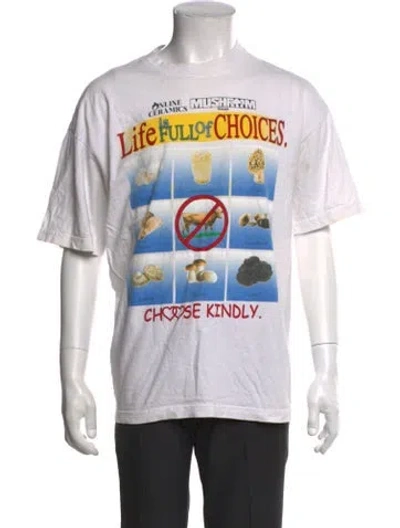 Pre-owned Online Ceramics Graphic Print Crew Neck T-shirt In White