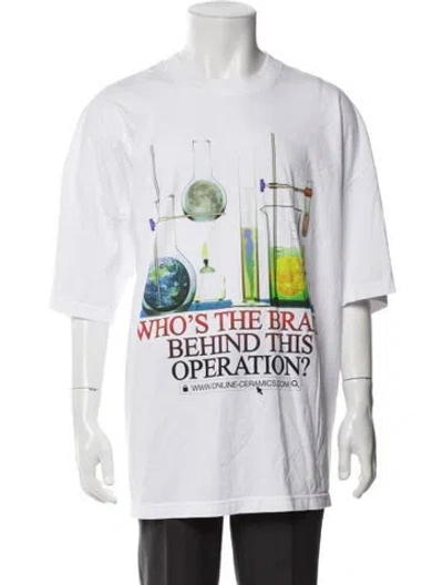 Pre-owned Online Ceramics Graphic Print Crew Neck T-shirt In White