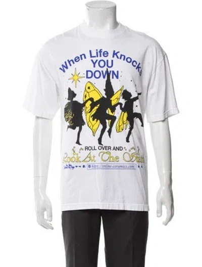 Pre-owned Online Ceramics Graphic Print Crew Neck T-shirt In White