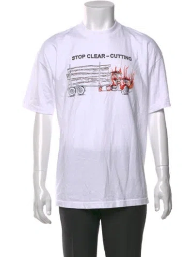 Pre-owned Online Ceramics Graphic Print Crew Neck T-shirt In White