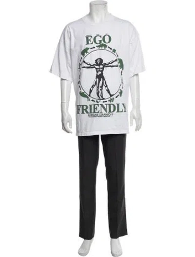 Pre-owned Online Ceramics Graphic Print Crew Neck T-shirt In White