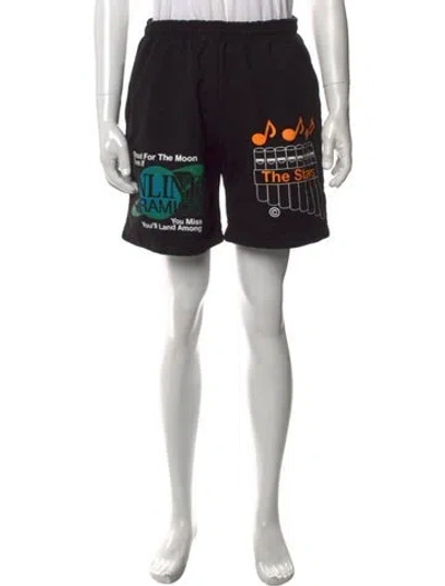 Pre-owned Online Ceramics Graphic Print Jogger Shorts In Black