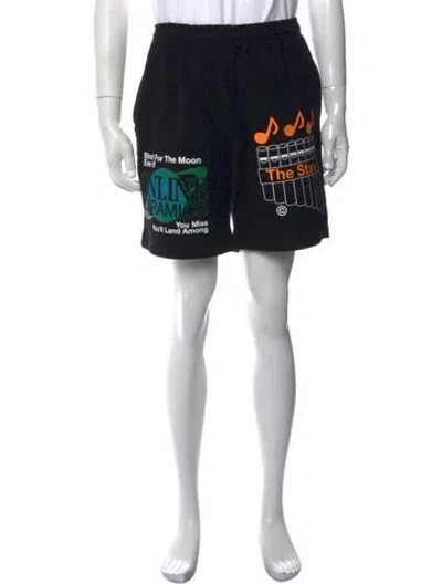 Pre-owned Online Ceramics Graphic Print Jogger Shorts In Black