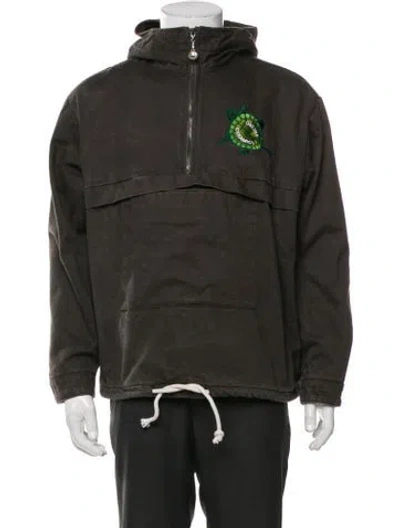 Pre-owned Online Ceramics Graphic Print Windbreaker In Gray