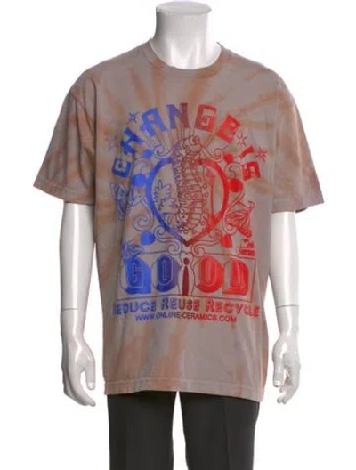 Pre-owned Online Ceramics Printed Crew Neck T-shirt In Multi