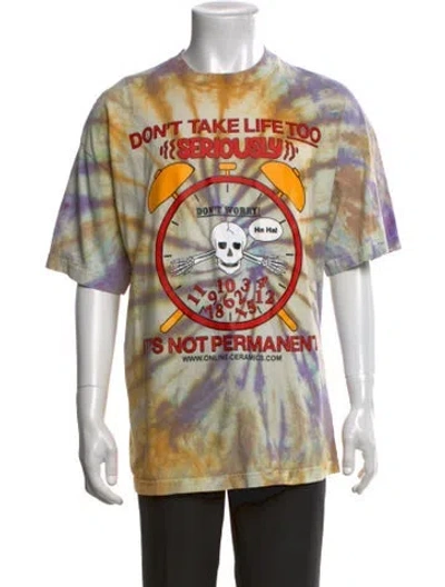 Pre-owned Online Ceramics Tie-dye Print Crew Neck T-shirt In Yellow
