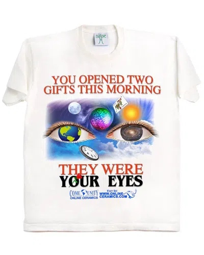 Pre-owned Online Ceramics Two Gifts Eyes Graphic T In White
