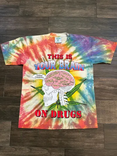 Pre-owned Online Ceramics Your Brain On Drugs / Higher Than Heaven Tee Tie Dye Rainbow