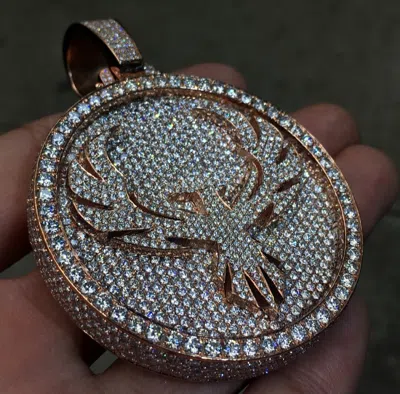 Pre-owned Online0369 1.58 Ct Pass Diamond Tester Moissanite Mens Round Disk Flyed Bird Pendant Silver In White