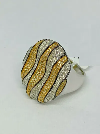 Pre-owned Online0369 1.58 Ct Round Yellow Cubic Zirconia Mens Large Ring 925 Sterling Silver