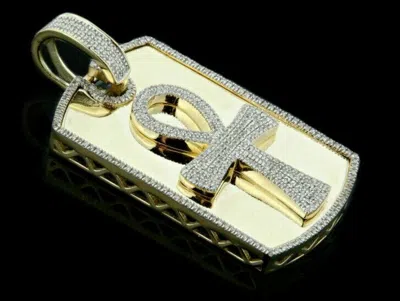 Pre-owned Online0369 1.8 Ct Rd Simulated Diamond Egyptian Ankh Cross Pendant Necklace 925 Over Silver In White