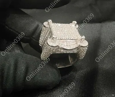 Pre-owned Online0369 1.89 Ct Round Cubic Zirconia Men's Classic Ring 14k White Gold Plated Silver