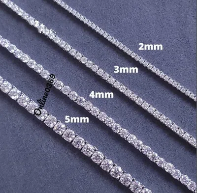 Pre-owned Online0369 2 Mm - 5 Mm Men's Tennis Link Lots Necklace Simulated Diamond Silver Free Stud In White