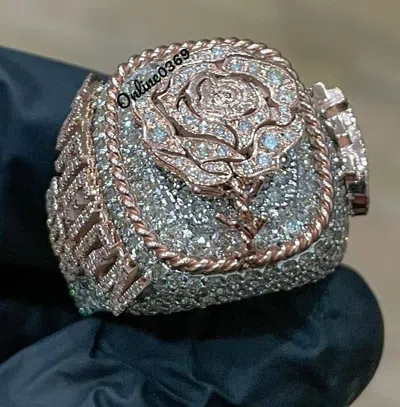 Pre-owned Online0369 2.52ct Cubic Zirconia Men's Bust Down Personalized Word Ring Silver Free Stud In White