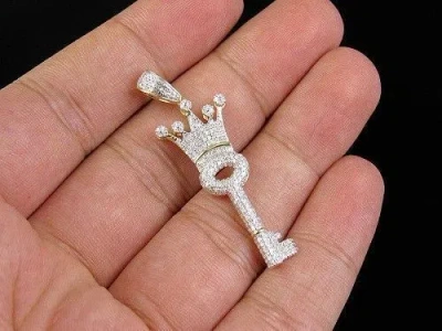 Pre-owned Online0369 2.5ct Simulated Diamond Majestic Key Charm Charm Elegant Pendant 925 Over Silver In White