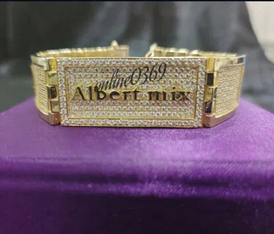 Pre-owned Online0369 2.75 Ct Natural Vvs Moissanite Men's Customized Name Watch Bracelet 925 Silver In White