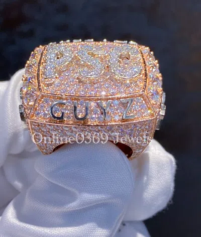 Pre-owned Online0369 3.25 Ct Round Vvs Moissanite Men's Customized Ring 14k Rose Gold Plated Silver In White