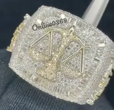 Pre-owned Online0369 3.3ct Baguette Cubic Zirconia Mens Custom Weighing Scale Ring Free Pendant In White