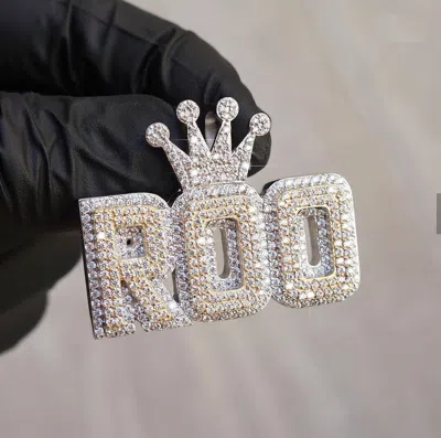 Pre-owned Online0369 3.5 Ct Natural Moissanite Men's Charm Custom Name Pendant 925 Silver Gift In White