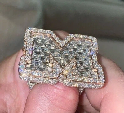 Pre-owned Online0369 3.88ct Cubic Zirconia Custom Any 3d Initial Letter Fully Filled Ring Silver In White