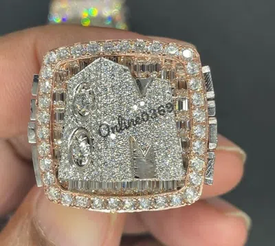 Pre-owned Online0369 4.1ct Baguette Cubic Zirconia Men Customize Letter Ring Silver Free Pendant In White