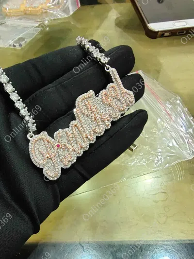 Pre-owned Online0369 4.25 Ct Rd Cubic Zirconia Mens Customized Designer Fashion Pendant Necklace In White