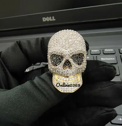 Pre-owned Online0369 Halloween Gift 1.5ct Cubic Zirconia Classic Classy Skull Head Ring 925 Silver In White