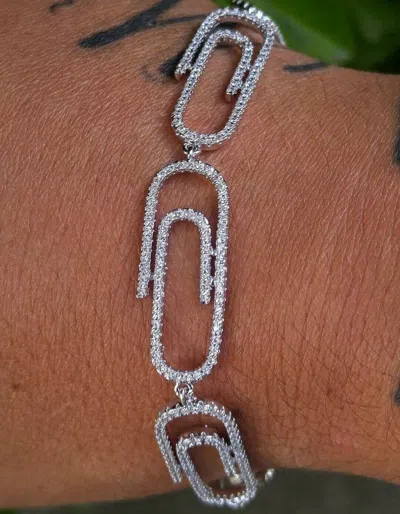 Pre-owned Online0369 Men's 1.18 Ct Round Cubic Zirconia Attachment Clip Bracelet In 925 Silver In Yellow