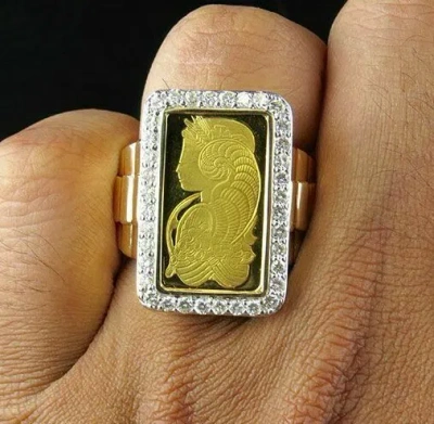 Pre-owned Online0369 Men 2.10ct Rd Cubic Zirconia Lady Fortuna Ring Yellow Gold Over Silver Free Stud