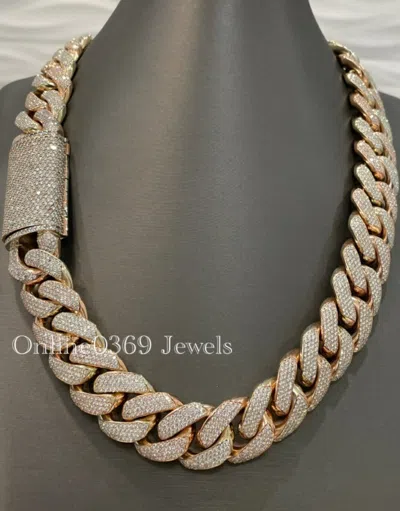 Pre-owned Online0369 Men's 25mm Wide And 22" Big Round Cubic Zirconia Cuban Necklace Chain In Silver In White