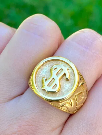 Pre-owned Online0369 Men's Custom Design Dollar Sign Top Special Ring In 925 Sterling Silver In White