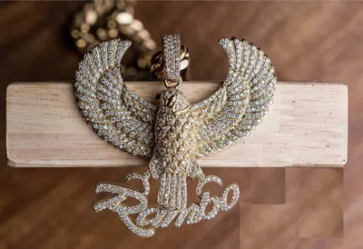 Pre-owned Online0369 Mens 1.25ct Rd Cubic Zirconia Flying Bird Custom Rambo Name Pendant Free Stud In White