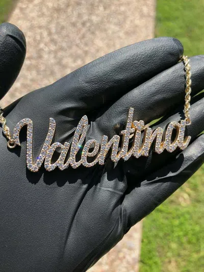 Pre-owned Online0369 Mens Valentina Customized Name Rope Chain Pass Diamond Tester Moissanite Silver In White