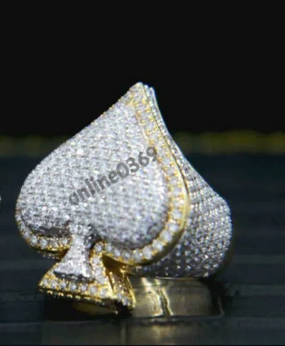 Pre-owned Online0369 Valentine Day Gift Silver 2ct Pass Tester Moissanite Mens Heart Shaped Ring Gift In White