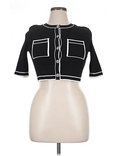 Pre-owned Only 3/4 Sleeve Top Black Color Block Pattern Crew Neck Tops