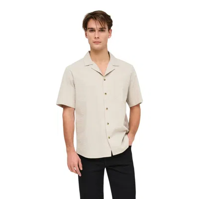 Only & Sons Beige Cotton Shortsleeve Shirt In White