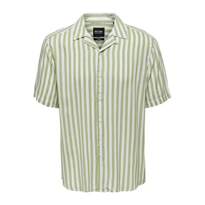 Only & Sons Bicolor Cotton Pattern Shirt In Green