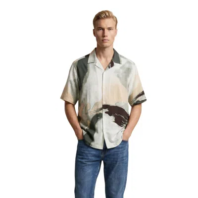 Only & Sons Bicolor Viscose Shortsleeve Shirt In Gray