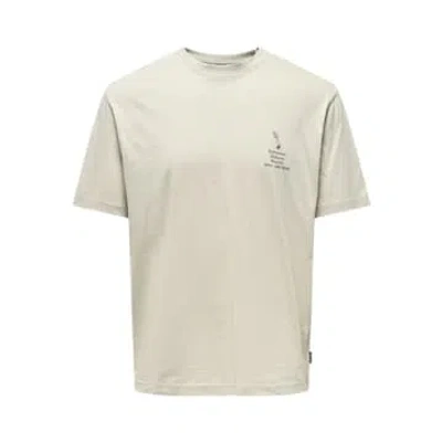 Only & Sons Kason Relax Print T-shirt Silver Lining In Metallic