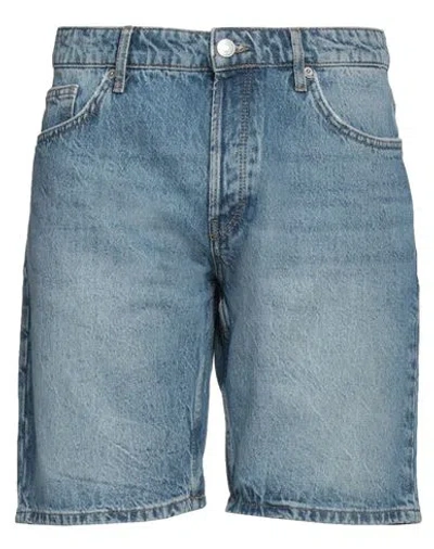 Only & Sons Edge Straight Fit Denim Shorts In Light Blue With Pink Rinse